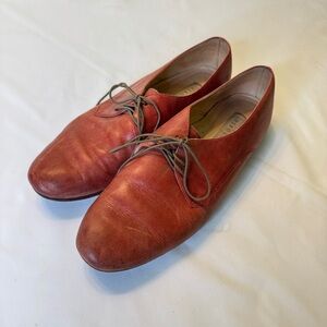 Leather Oxford Shoes Red Brown